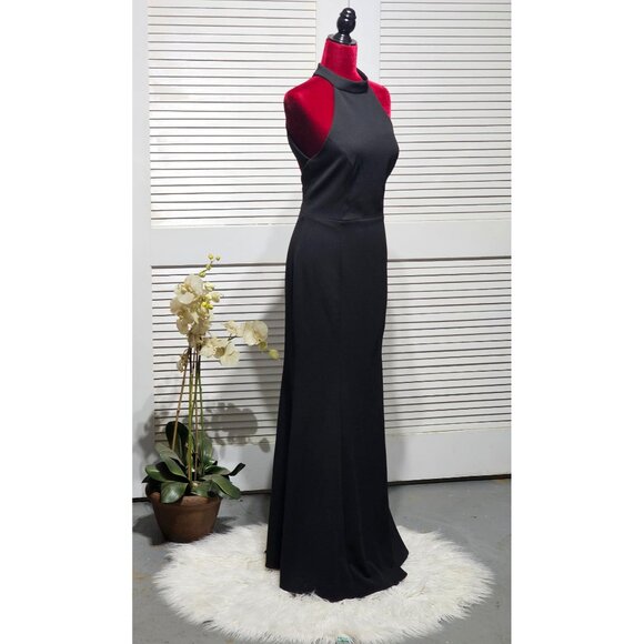 BHLDN Women's Black Crepe Serephina Open Back Slit Maxi Dress Size 12 2806 - Picture 3 of 13